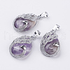 Natural Amethyst Pendants X-G-E442-04C-1