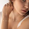 Brass with Plastic Pearl Round Beaded Necklaces & Stud Dangle Earrings & Bracelets Sets for Women FS-WG6BC39-01-2