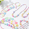 ANATTASOUL 8 Sets 8 Style Heart & Bowknot & Flower & Star & Bear Plastic Pendant Necklaces & Stretch Bracelets SJEW-AN0001-37-7