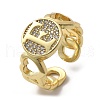 Brass Micro Pave Clear Cubic Zirconia Open Cuff Rings for Women RJEW-K289-02G-F-4