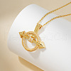 Fashionable Brass Micro Pave Clear Cubic Zirconia Circle Arrow Pendant Necklaces HS4239-4