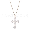 Cross Fleury Acrylic Imitation Pearl Pendant Necklaces NJEW-JN04985-1