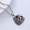Ethnic Retro Stainless Steel Fashion Creative Red Eye Eagle Pendant Necklaces PF4928-3