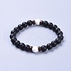 Natural Black Agate(Dyed & Heated) Bead Stretch Bracelets BJEW-JB04295-03-1