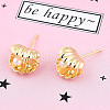 Natural Pearl Shell/Scallop Shape Stud Earrings with 925 Sterling Silver Pins EJEW-T019-07G-2