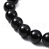 Dyed & Heated Natural Blue Aventurine & Black Onyx Round Beaded Stretch Bracelet BJEW-TA00427-02-3