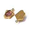 304 Stainless Steel Pave Natural Amethyst Irregular Oval Charms STAS-L022-525G-03-2