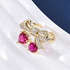 Brass Micro Pave Cubic Zirconia Cuff Rings for Women RJEW-A062-01G-2