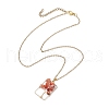 Natural mixed Gemstone with Brass Pendant Necklaces NJEW-JN04678-5