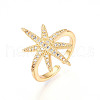 Brass Micro Pave Clear Cubic Zirconia Cuff Rings for Women KK-T074-07G-4