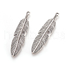 Tibetan Style Alloy Feather Big Pendants TIBEP-A12720-AS-RS-2