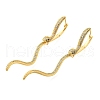 Brass Clear Cubic Zirconia Snake Hoop Earrings EJEW-C147-07G-4