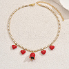 Elegant Brass Pave Clear Cubic Zirconia Tennis Chain Heart Flower Pendant Bib Necklaces for Women SR8961-4
