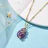 Natural Amethyst with Brass Pendants Necklaces NJEW-JN04679-02-2