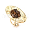 Natural Tiger Eye Beads with 304 Stainless Steel Cuff Rings RJEW-Q017-01G-A-2