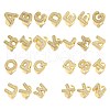 Rack Plating Brass Micro Pave Clear Cubic Zirconia Cuff Finger Rings for Women RJEW-M028-01G-2