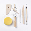 Wooden Handle Pottery Tools TOOL-WH0081-01-1