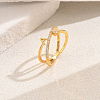 Classic Brass Micro Pave Clear Cubic Zirconia Finger Rings QN8130-5-1