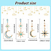 FIBLOOM 2 Sets 2 Styles Colorful Rhinestone Moon & Star Asymmetrical Earrings EJEW-FI0001-22-2