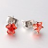 Lady's 304 Stainless Steel Pave Cubic Zirconia Star Ear Studs X-EJEW-L094-8mm-01-1