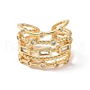 Clear Cubic Zirconia Rectangle Open Cuff Ring RJEW-P035-03G-2