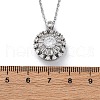 Brass Clear Cubic Zirconia Rotatable Sunflower Pendant Necklaces for Women NJEW-C067-05P-5