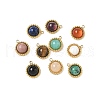 Natural Mixed Gemstone Half Round Charms STAS-P394-07G-1