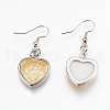 Natural Yellow Shell Dangle Earrings EJEW-F162-D02-2