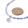 Glass Teardrop Pendant Necklace with Seed Beaded Chains for Women NJEW-JN04260-6
