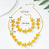 Flower Brass Enamel Pendant Necklace & Stud Dangle Earring & Link Bracelet FS-WGA6C2B-01-4