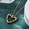 Textured Heart Outline 304 Stainless Steel Pendant Necklaces NJEW-M096-38G-5