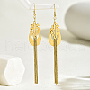 Stainless Steel Leaf Tassel Dangle Earrings EW2816-2
