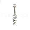 304 Stainless Steel Clear Cubic Zirconia Curved Barbell Belly Button Rings AJEW-D306-03P-05-2