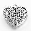 Hollow Tibetan Style Alloy Heart Pendants TIBEP-S095-AS-NR-1