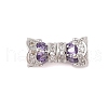 Rack Plating Brass Micro Pave Clear Cubic Zirconia Screw Clasps KK-S384-25P-03-1