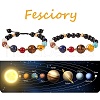 Round Natural Mixed Stone Braided Bead Bracelet Sets BJEW-SW00009-3