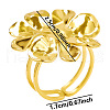 Stylish Flower 304 Stainless Steel Open Cuff Ring for Women EM0109-2-1