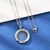 304 Stainless Steel Visible Flat Round Locket Pendant Pet Urn Ashes Necklaces NJEW-S455-08P-2