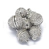 Rack Plating Brass Micro Pave Cubic Zirconia Magnetic Clasps with Loops KK-F801-01A-P-1