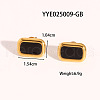 Vintage Stainless Steel Black Enamel Rectangle Stud Earrings for Women PC2177-6-1