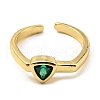 Mother's Day Rings Cubic Zirconia Triangle Open Cuff Rings KK-C026-09G-2