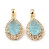 Golden Plated Brass Micro Pave Clear Cubic Zirconia Pendants ZIRC-F123-01D-2