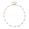 316 Stainless Steel Paperclip Chain & Star Natural White Shell Link Necklaces NJEW-JN05034-4