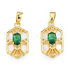 Brass Micro Pave Clear Cubic Zirconia Pendants KK-N233-422-3