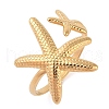 Ion Plating(IP) 304 Stainless Steel Starfish Open Cuff Rings for Women RJEW-Z057-09G-1