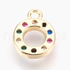 Brass Micro Pave Cubic Zirconia Charms ZIRC-F089-01G-O-2