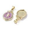 Rack Plating Brass Micro Pave Clear Cubic Zirconia Pendants KK-C041-06F-G-2