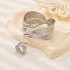 Leaf Alloy Cuff Bangle & Cuff Ring Sets FS-WGCE308-01-4