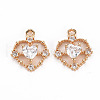 Rack Plating Brass Micro Pave Clear Cubic Zirconia Pendants KK-T060-52-RS-2