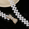 Alloy & Acrylic Imitation Pearl Beaded Elastic Chain Belts WG979C0-06-1